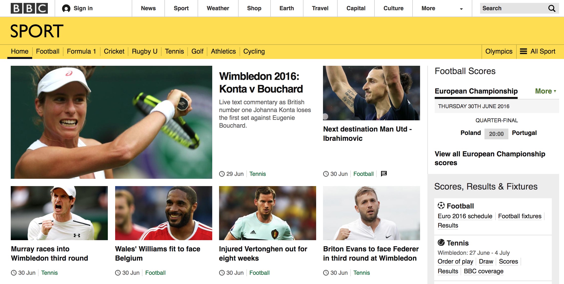 BBC.co.uk homepage (2016)